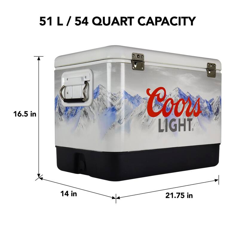 Coors Light Ice Chest Cooler with Bottle Opener, 51L (54 qt), 85 Cans