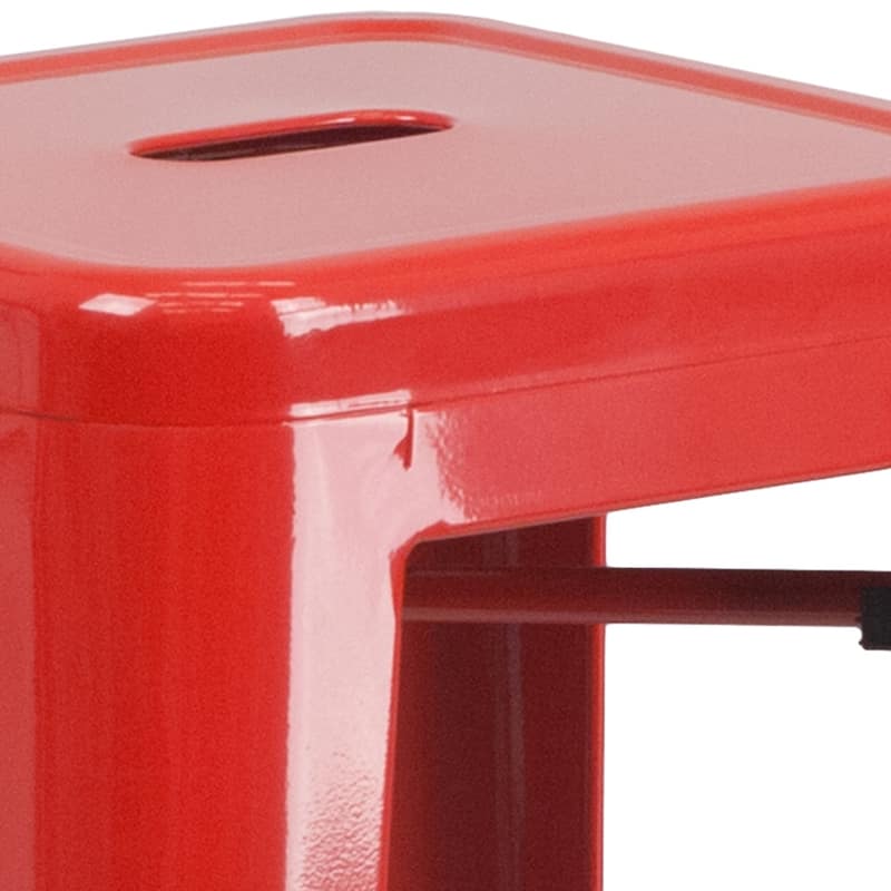 4 Pack 30" High Backless Metal Indoor-Outdoor Barstool with Square Seat