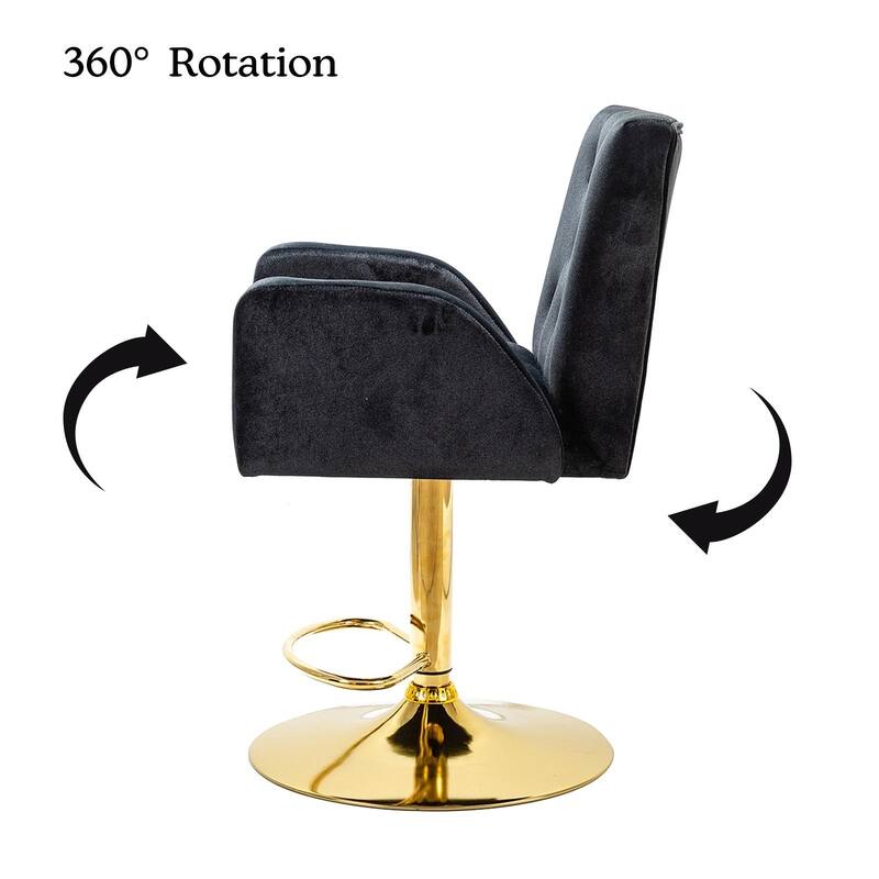 Loreto Modern Tufted Velvet Swivel chair with Adjustable Height Set of 2 by HULALA HOME
