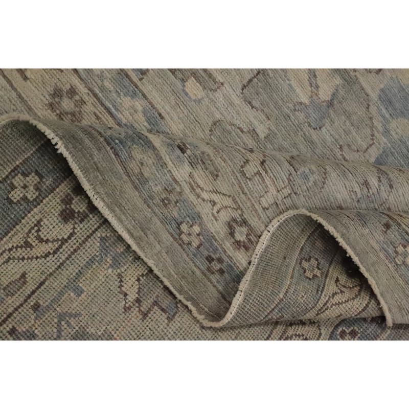 Hand Knotted Oriental 100% Wool Carpet Transitional All-Over Greys & Charcoal Oushak Area Rug - 15' 0'' X 12' 2''