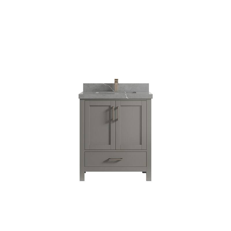 Willow Collections 30 in. W x 22 in. D Malibu Single Sink Bathroom Vanity with Countertop - 2" Piatra Gray - Elephant Skin Gray