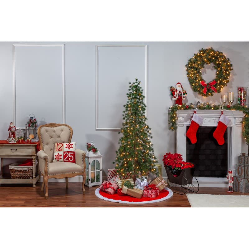 6 Foot High Pre Lit Alpine Tree with Clear White Lights