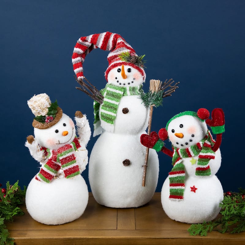 Smiling and Waving Snowman Christmas Figurine - 11.25"