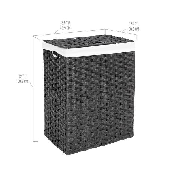dimension image slide 2 of 4, Seville Classics Lidded Foldable Portable Rectangular Laundry Hamper Basket with Washable Liner