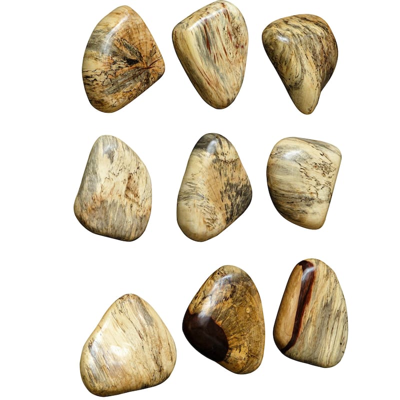 Wooden Pebbles Wall Decoration - 6" - Set of 9