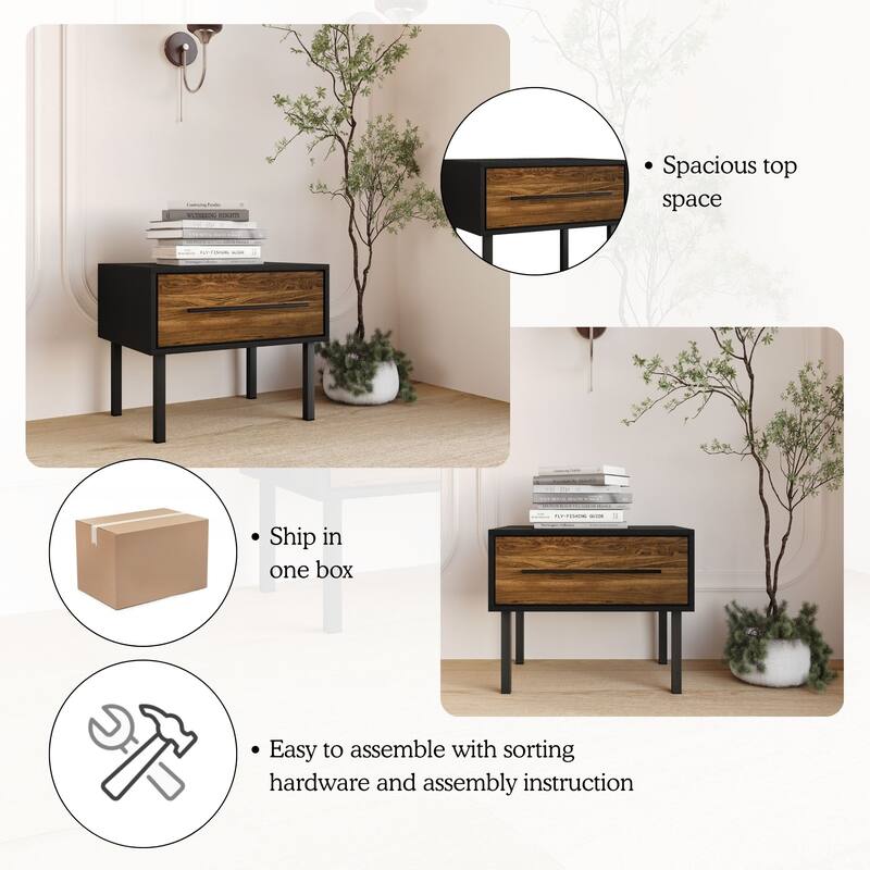 CraftPorch Mid-Century 3-pieces Wooden Bedroom Set