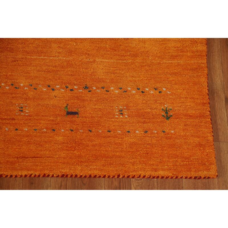 Hand Knotted Oriental 100% Wool Carpet Tribal Tribal Oranges & Rust Gabbeh Area Rug - 7' 7'' X 5' 0''