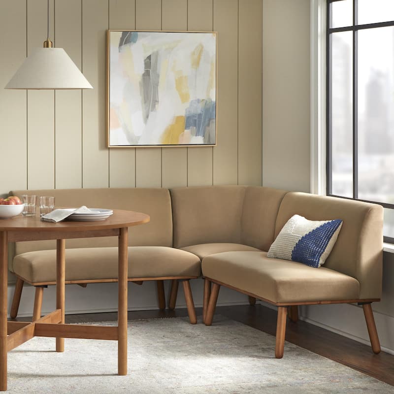 Lifestorey Gather 3-Piece Upholstered Nook Banquette Set