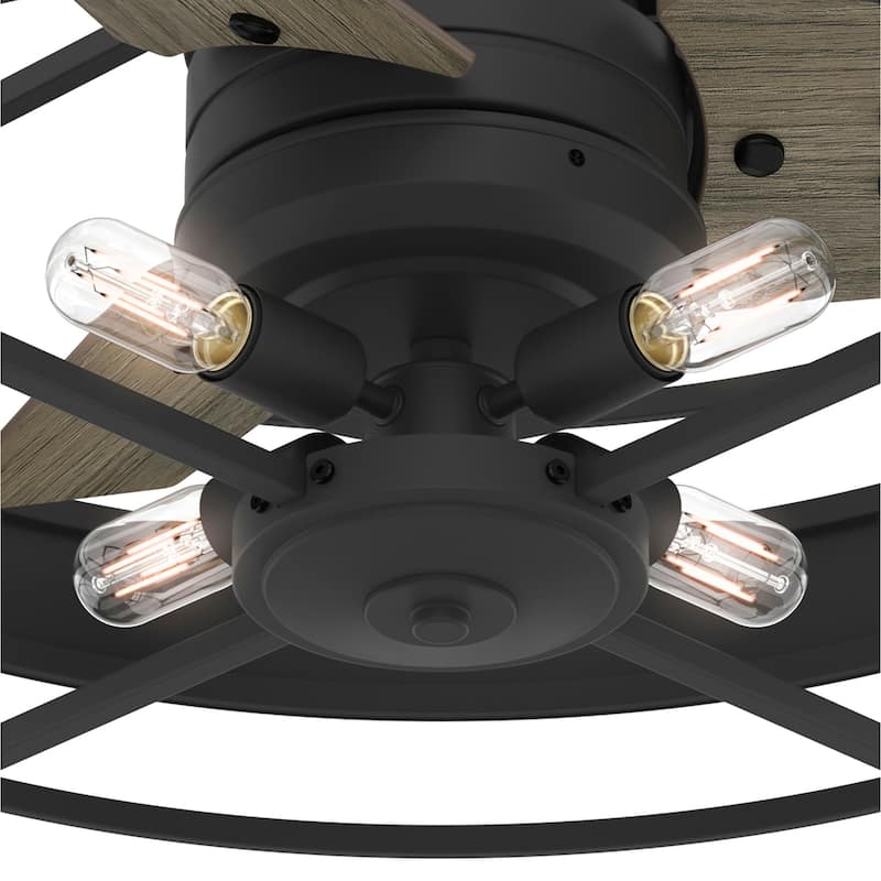 Hunter 30" Millstone Caged Fandelier Ceiling Fan with LED Light, Handheld Remote - Farmhouse, Industrial, Rustic, Casual