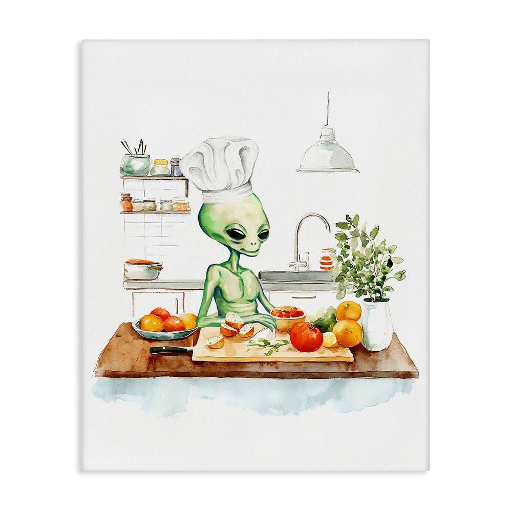 Stupell Chef Alien in Kitchen Canvas Wall Art Design By Lil' Rue