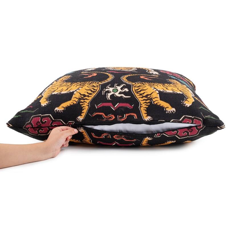Sherry Kline 22-inch Tiger Land Feather Down Fill Pillow Black, Pink, Gold, Teal Color Options