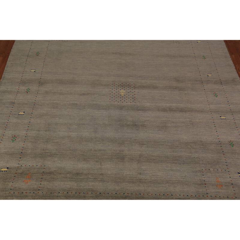 Gabbeh Oriental Area Rug Hand-Knotted Wool Carpet - 8'0" x 9'11"