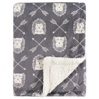 Hudson Baby Infant Boy Plush Blanket with Faux Shearling Back, Hedgehog, One Size - Hedgehog - One Size