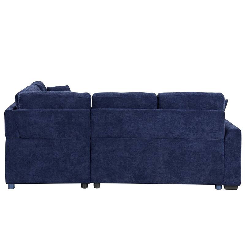 Modular Velvet Pull-out Sleeper Sofa, Living Room Spacious Space L Shaped Corner Sectional Sofa