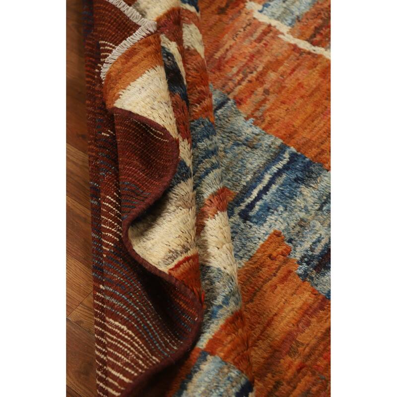 Orange Moroccan Oriental Area Rug Handmade Modern Wool Carpet - 5'9" x 7'8"