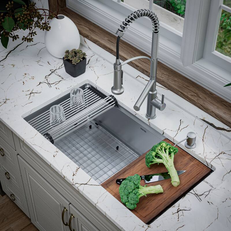 Karran Adlington KKF360 Single Handle Pull Down Sprayer Kitchen Faucet with Pot Filler