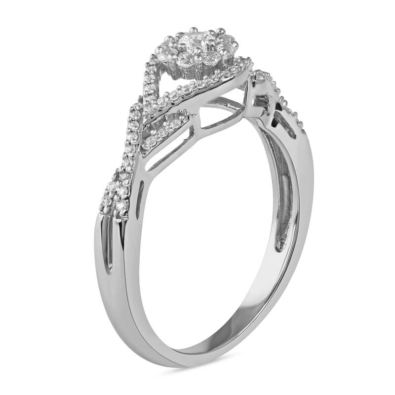 1/3ct TDW Diamond Cluster Engagement Ring in 10k Gold for Women