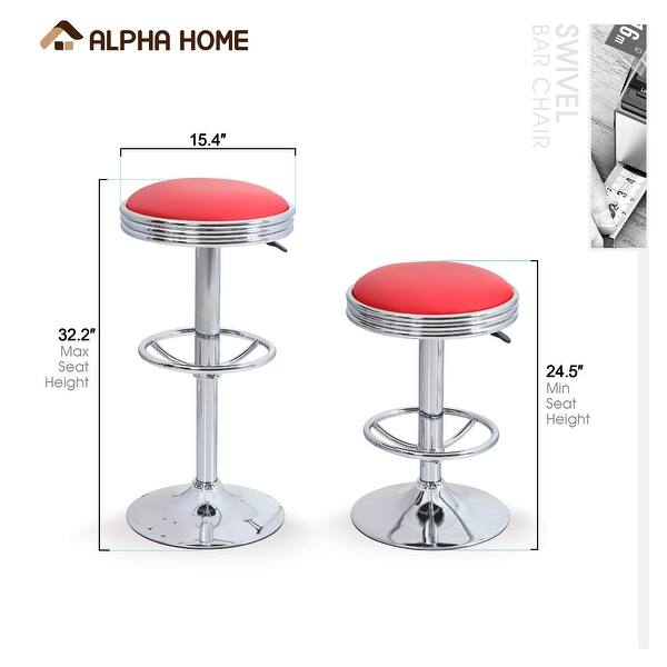 Alpha Home Swivel Bar Stool Counter Height Round Pu Leather With Chrome Footrest 1 Pc Overstock 30242535