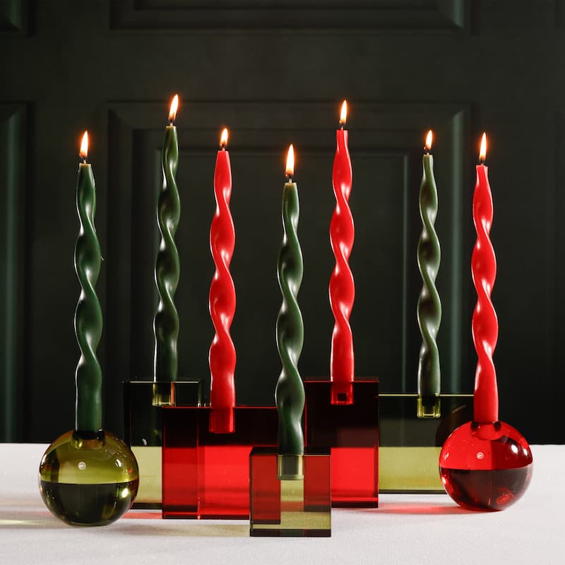 Lumière Twist Formal Taper Candles, Set of 12 - Holiday Table Décor
