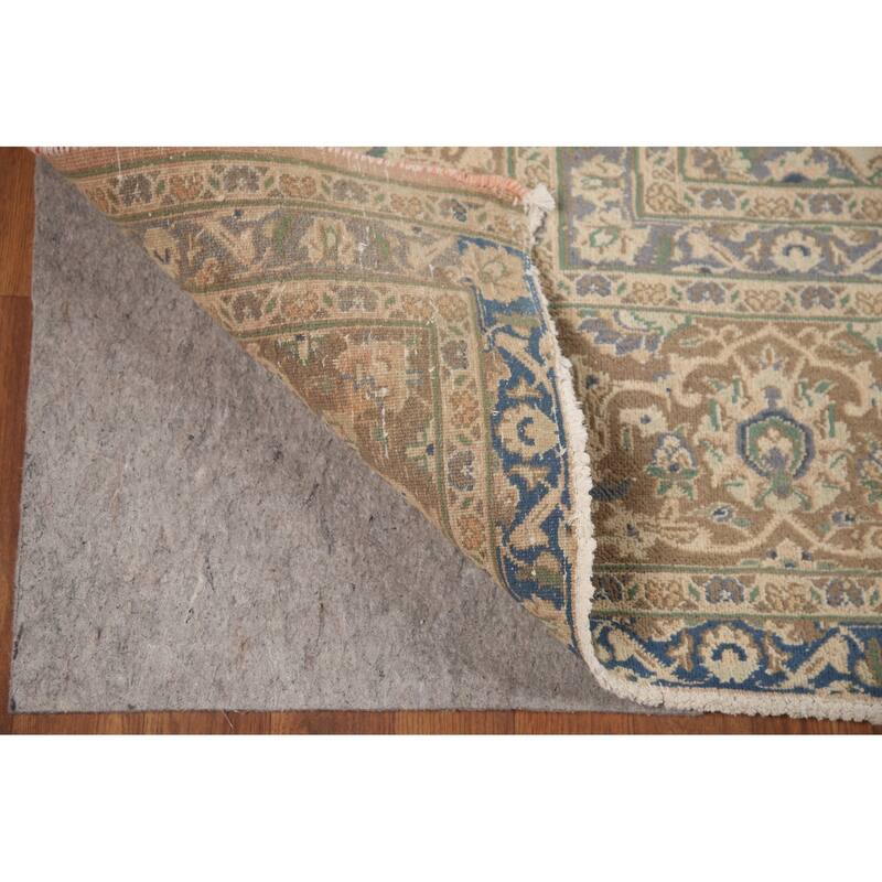Hand Knotted Oriental 100% Wool Carpet Traditional Floral Coral Mashad Area Rug - 12' 6'' X 9' 7''