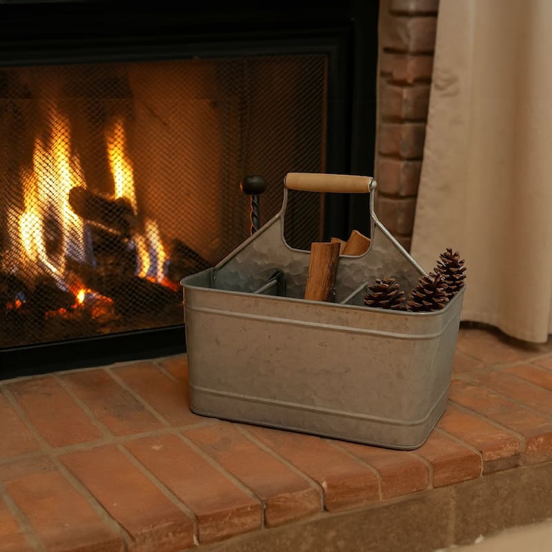 Galvanized Metal Sturdy Carry All Serveware, Gray