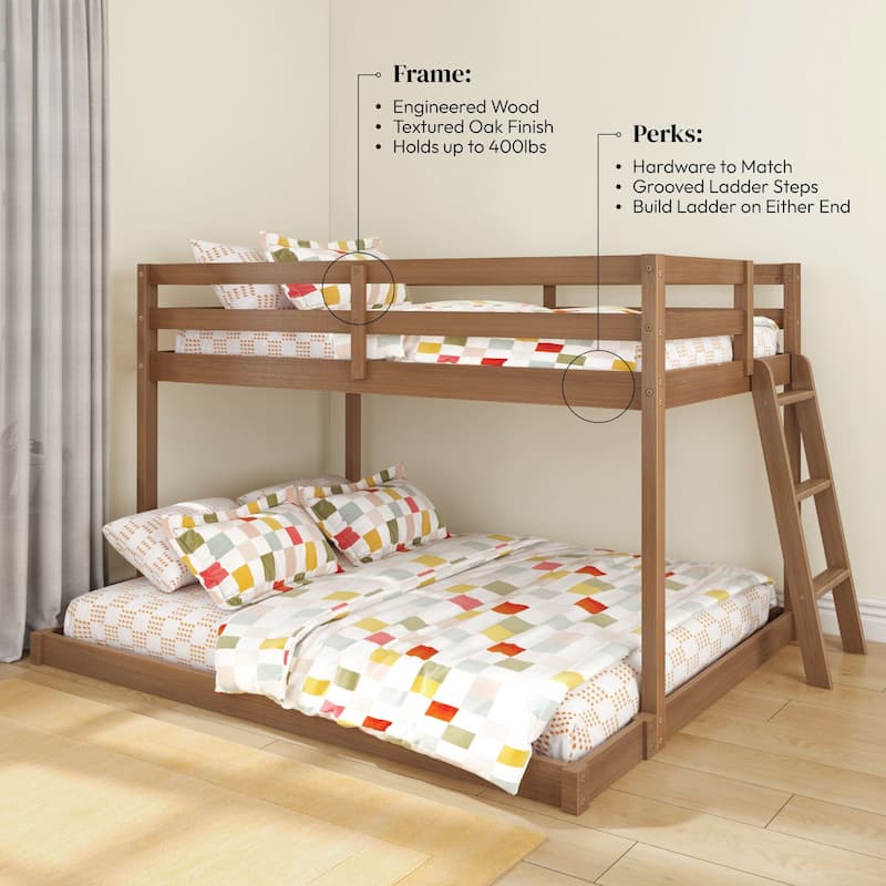 Now Furniture Low Bunk Bed for Kids, Twin over Full