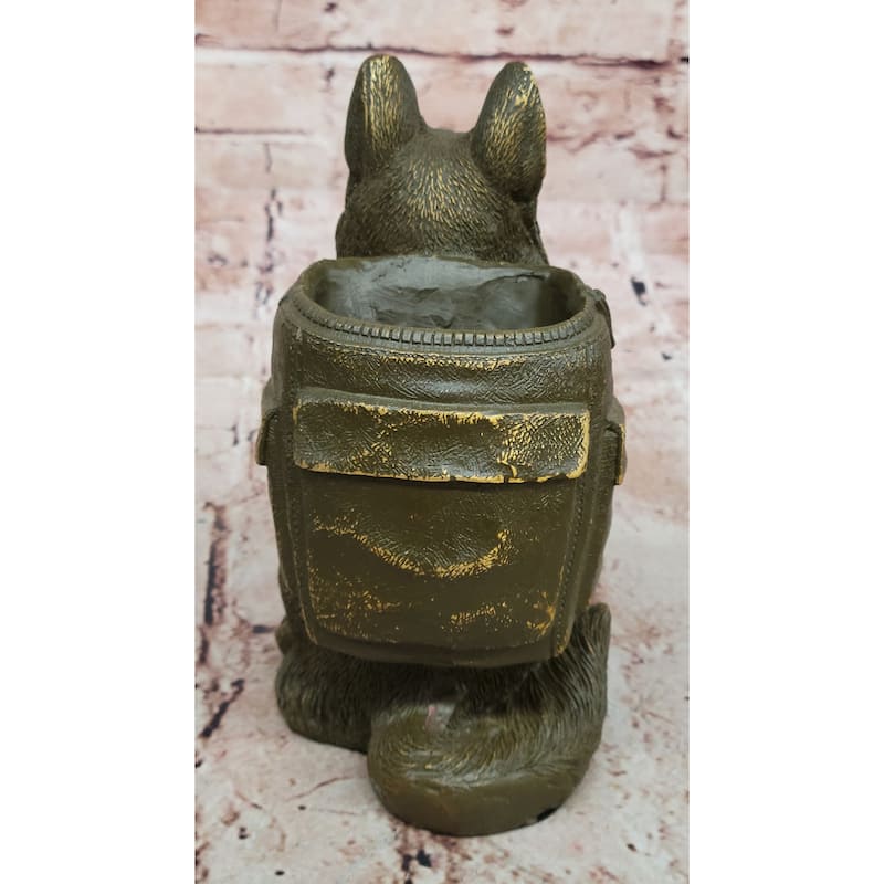 German Shepherd With Backpack Bronze Sculpture - Working Dog Canine Art
