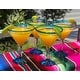 preview thumbnail 2 of 4, Dos Suenos Mexican Hand Blown Glass - Set of 4 Hand Blown Modern Margarita Glasses - Aqua Rim (12 oz)