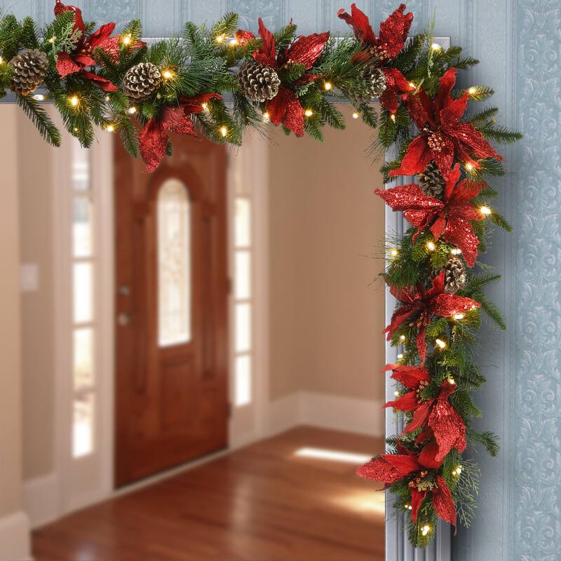 National Tree Company 9 ft. Feel Real Decorative Collection Garland with Clear Lights - 9 ft