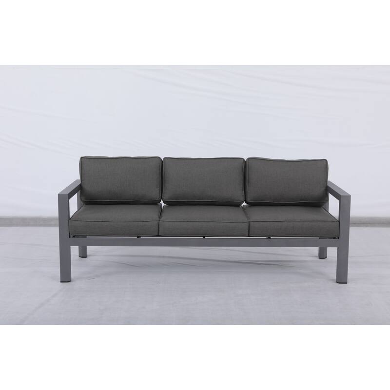 Cabo Aluminum Sofa with Gray Frame with Cushion. - Grey