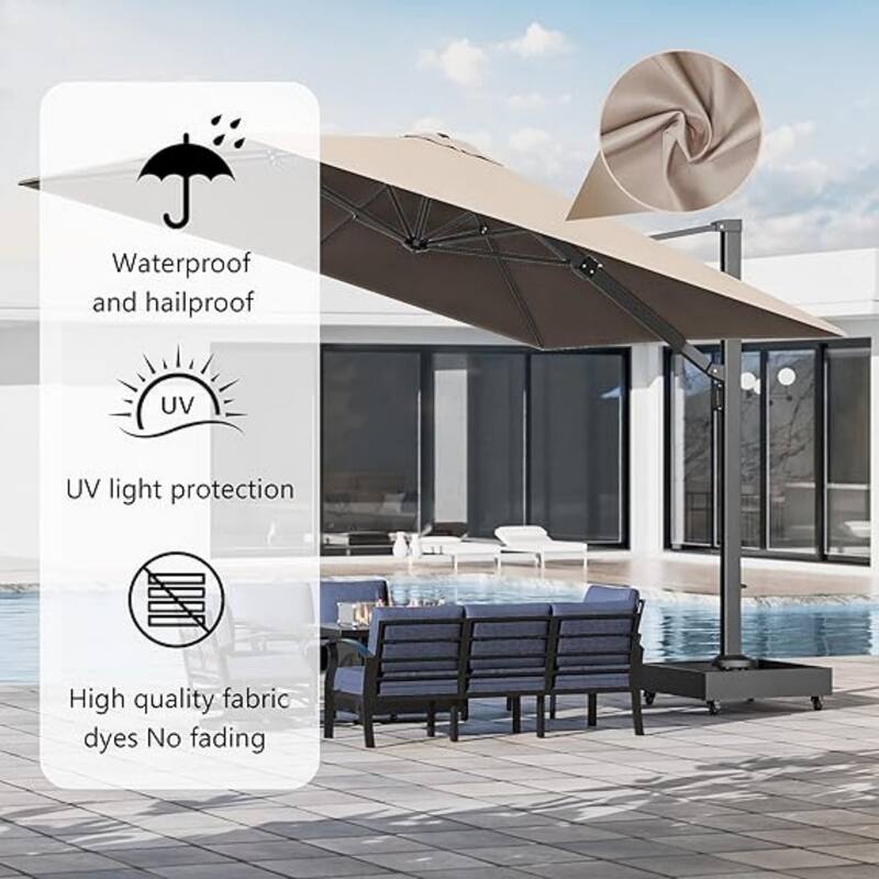 Outdoor Patio Umbrella,12 x 12 Shade Area with Base for Outdoor Dining Relax