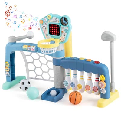 Costway Toddler Sports Toys 5-in-1 Basketball Soccer Bowling Baseball - Multi-color - See Details