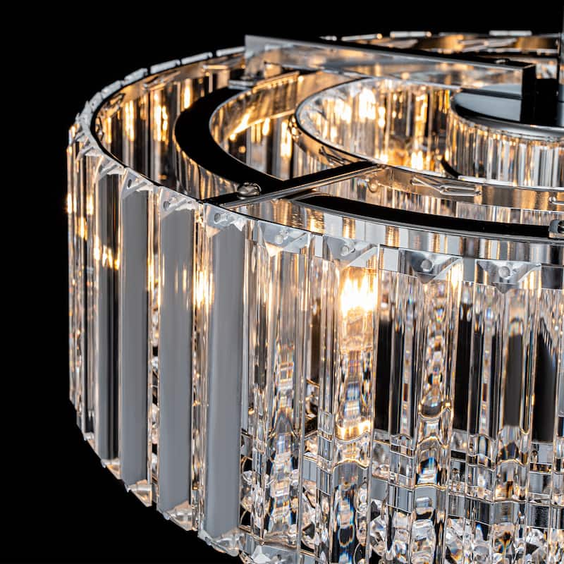 Modern Glam 4-Light Crystal Semi Flush Mount with Round Drum Shape