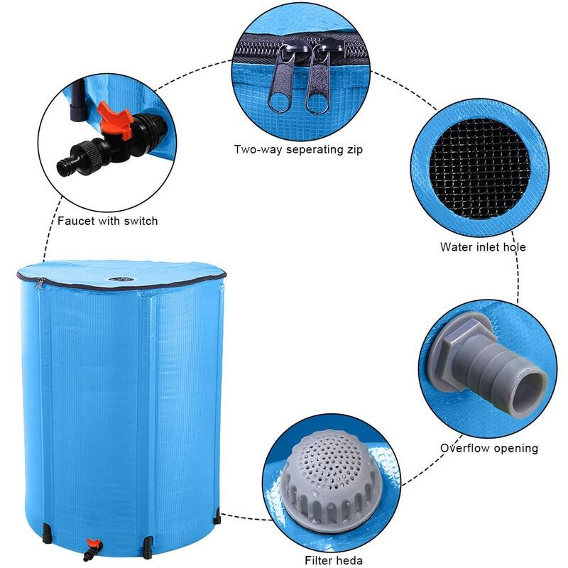 100 Gallon Blue Folding Rain Barrel Water Collector - 100 gallon