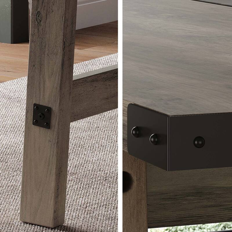 WAMPAT Rustic Modern Kitchen Dining Room Table for 6 People