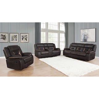 Greer Transitional Upholstered Reclining Sofa Set