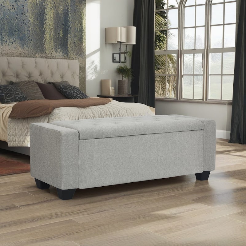 Adeco Rectangle Storage Ottoman Bench for Living Room, Bedroom