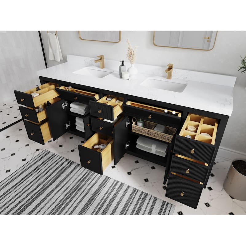 Willow Collections 84 in. W x 22 in. D Sonoma Free Standing Reeded Double Sink Bathroom Vanity with Countertop