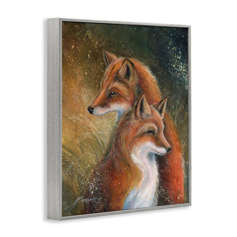 Stupell Fox Pair Portrait Framed Giclee Art Design By Jody Bergsma