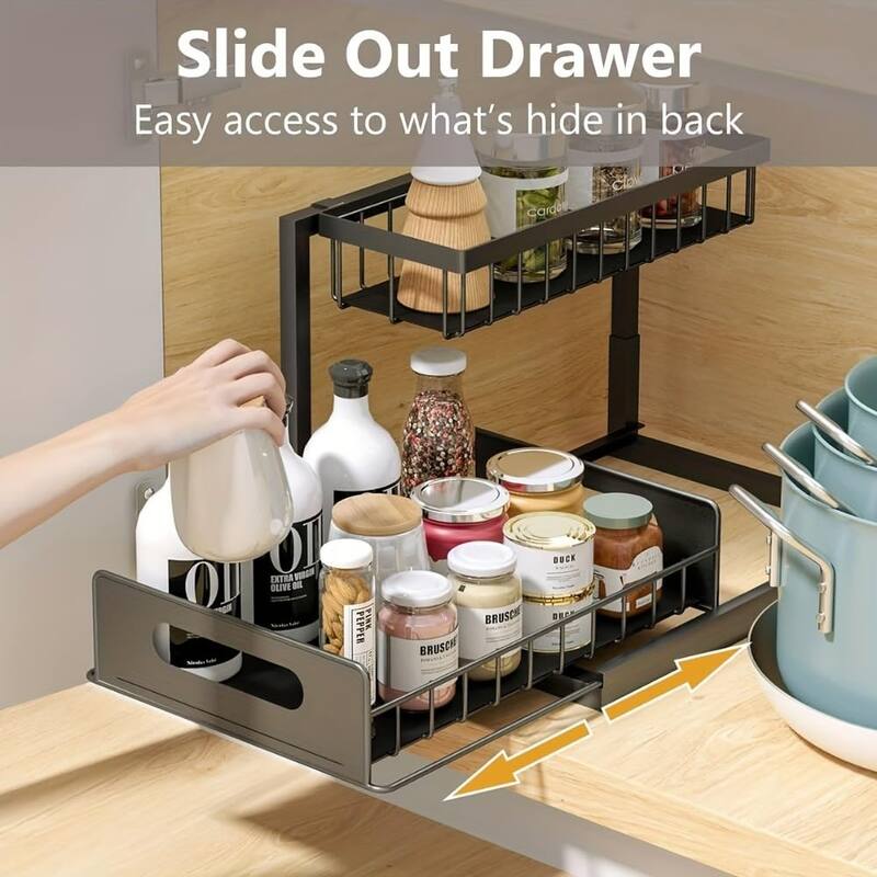 2 Tier Under Sink Organizer Slide Out Kitchen Cabinet Organizer