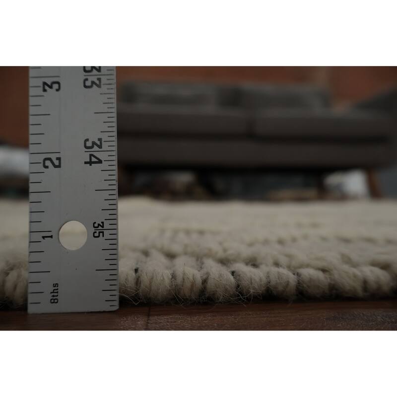 Hand Knotted Oriental 100% Wool Carpet Modern Geometric Beige & Ivories Moroccan Area Rug - 4' 7'' X 2' 11''