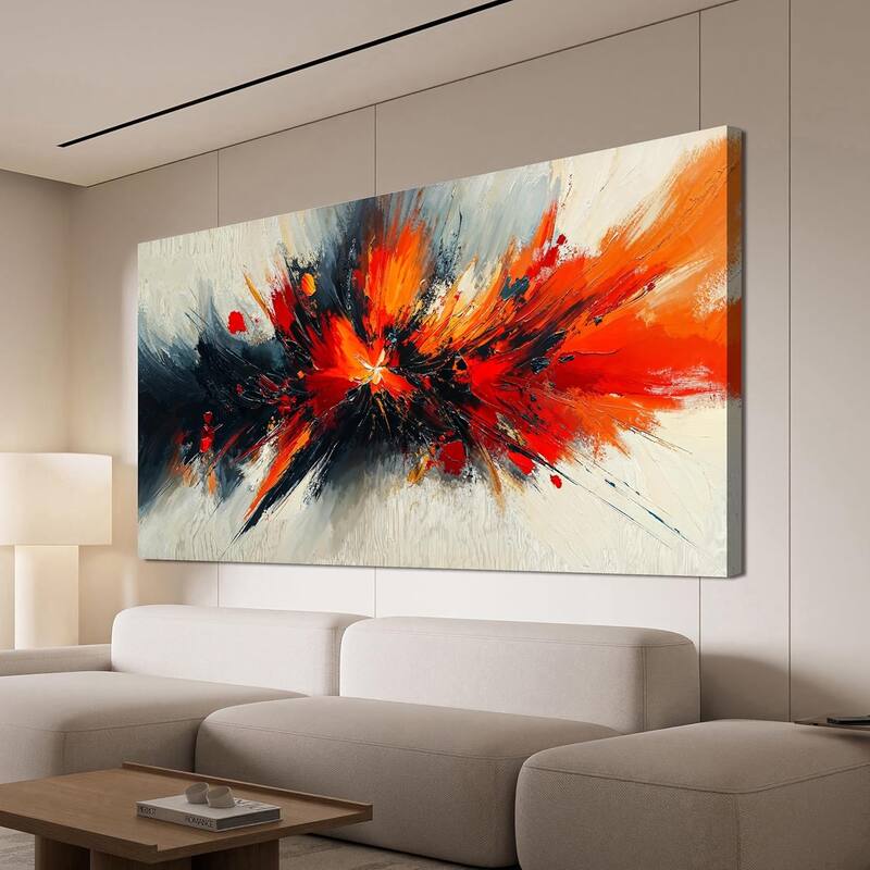 Modern Red Wall Art Prints Artwork - 24 x 48
