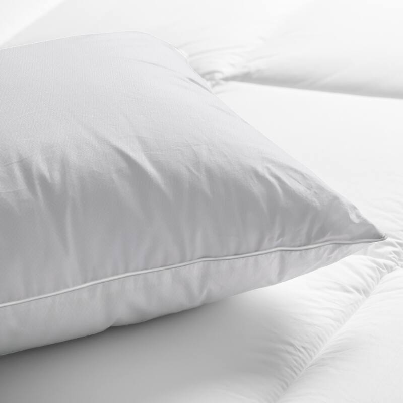 DreamLab Personal Comfort, Super Firm Support Sleep Pillows for Side Sleepers, Set of 2 - White Greek Key