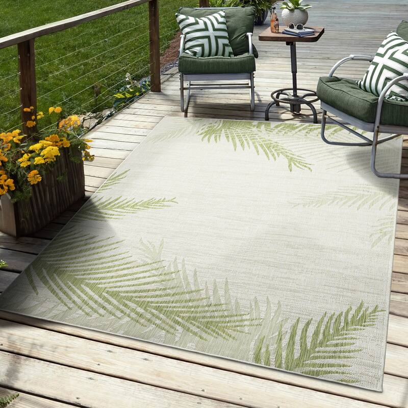 Sevita Callie Coastal Palm Fronds Tropical Indoor/Outdoor Area Rug