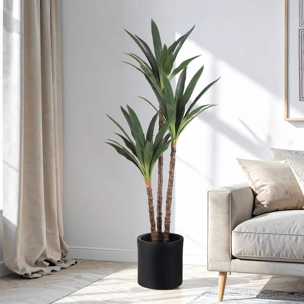 American Art Decor Artificial Dutch Iron Tree in Cement Pot Faux Plant for Home or Office - 60"