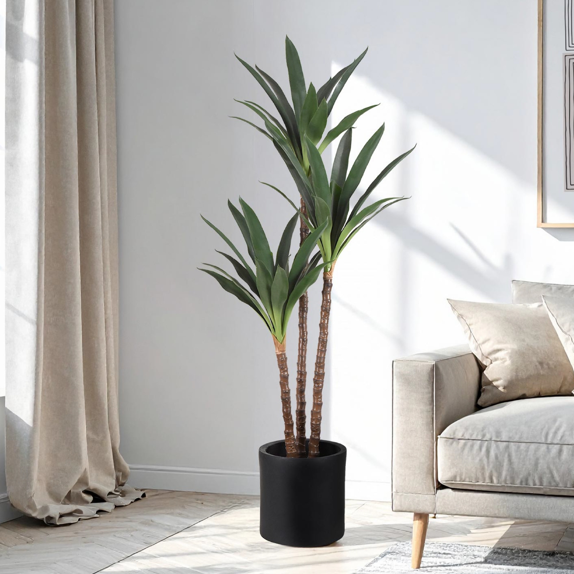 American Art Decor Artificial Dutch Iron Tree in Cement Pot Faux Plant for Home or Office - 60"