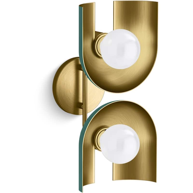 Kohler Lighting 31783-SC02 Jabot 2 Light 8" Tall Wall Sconce - Jade Brushed Moderne Brass