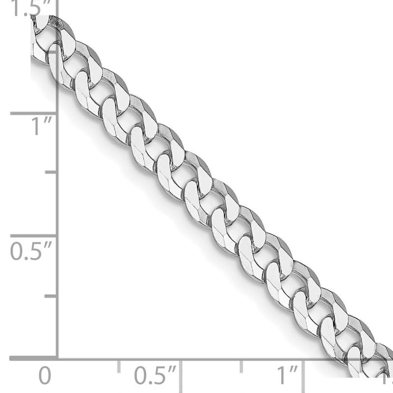 Curata 925 Sterling Silver Rhodium 5mm Beveled Curb Chain Necklace for Men