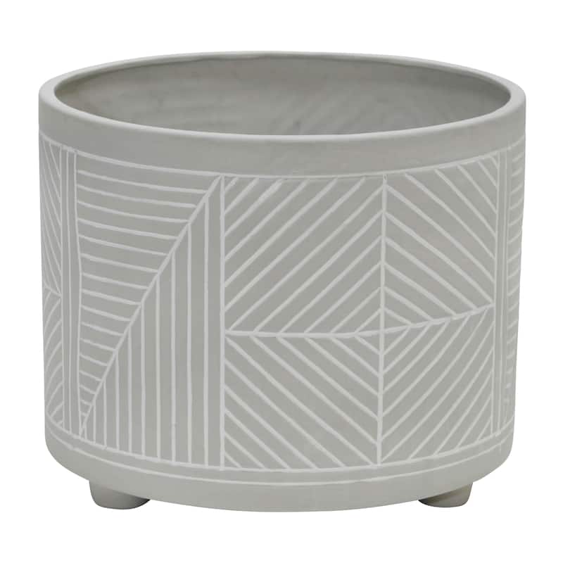 Sagebrook Home Indoor Outdoor Ceramic Textured Footed Planters Set of 2