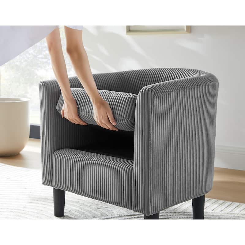 26.38" Corduroy Arm Chair with Ottoman